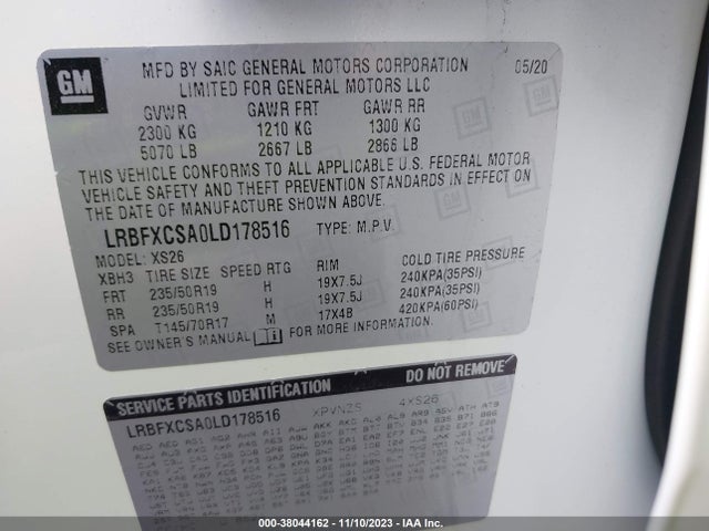 2020 BUICK ENVISION FWD ESSENCE VIN: LRBFXCSA0LD178516