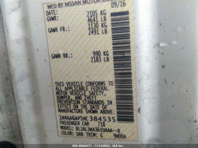 1N4AA6AP5HC384535 Nissan Maxima 3.5 Sv