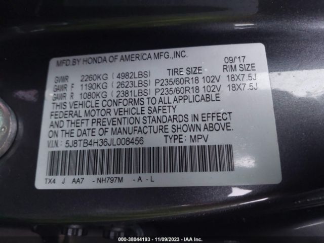 5J8TB4H36JL008456 Acura Rdx Acurawatch Plus Package