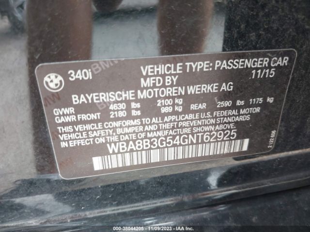2016 BMW 340I WBA8B3G54GNT62925 Photo 8