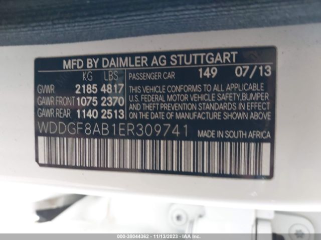 WDDGF8AB1ER309741 Mercedes-Benz C-class C 300