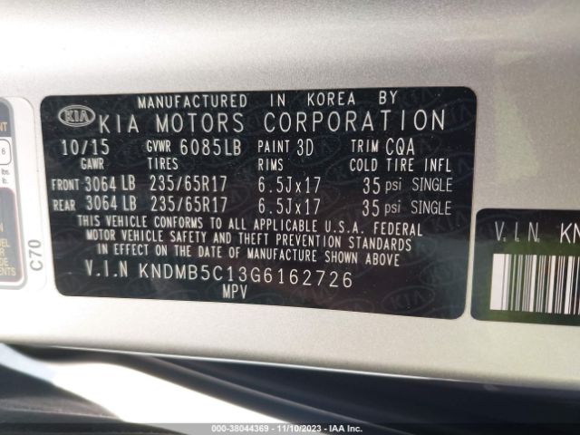 KNDMB5C13G6162726 KIA SEDONA LX