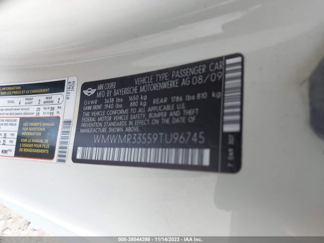 2009 MINI COOPER WMWMR33559TU96745 Photo 8