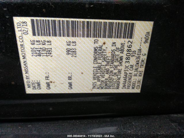 1N4AA6AP3JC380862 Nissan MAXIMA SL