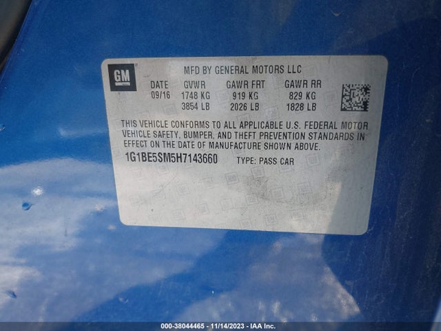 Chevrolet Cruze Lt Auto 2017 1G1BE5SM5H7143660 Image 9
