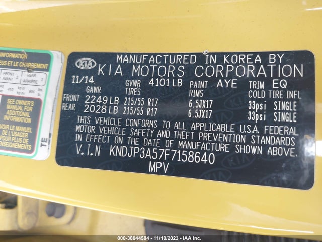 KIA SOUL + 2015 KNDJP3A57F7158640 Image 9