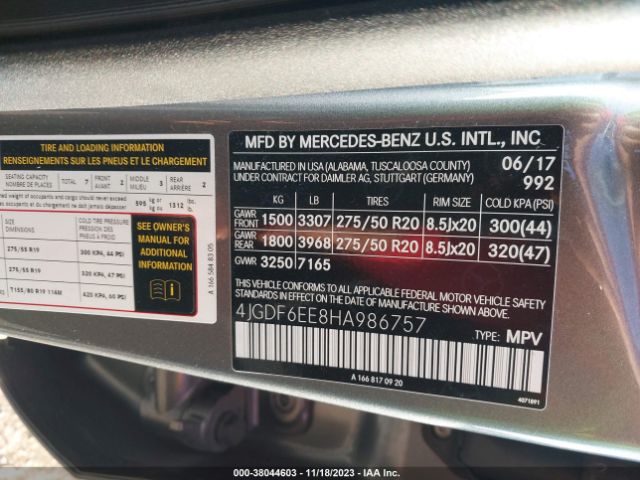 4JGDF6EE8HA986757 Mercedes-Benz Gls 450