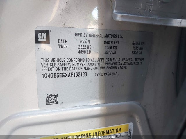 2010 BUICK LACROSSE CX VIN: 1G4GB5EGXAF162188