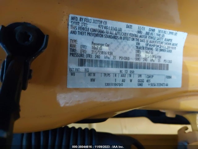 2012 FORD FOCUS SE VIN: 1FAHP3K21CL281605