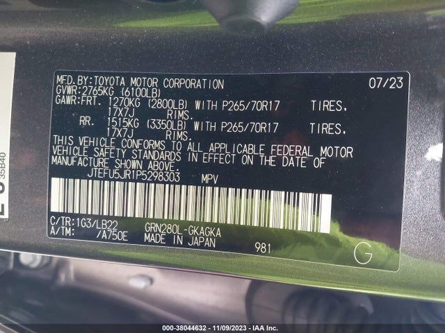 Toyota 4runner Sr5 Premium 2023 JTEFU5JR1P5298303 Image 9