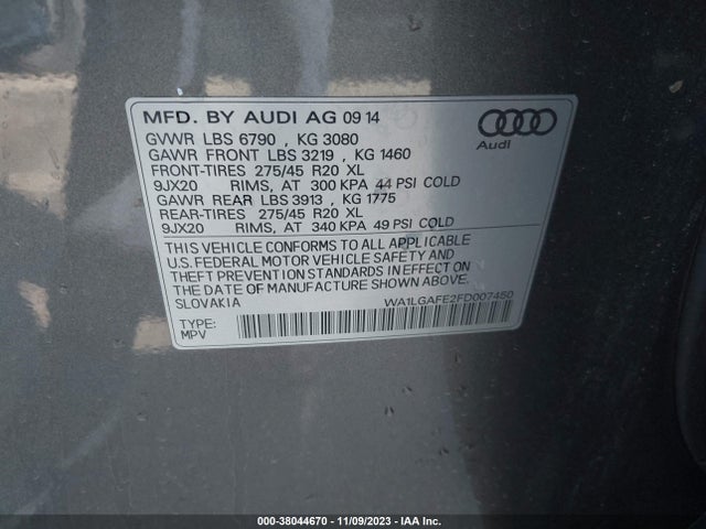 Audi Q7 3.0t Premium 2015 WA1LGAFE2FD007450 Image 9