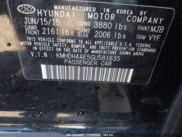 Hyundai ELANTRA SE 2016 KMHDH4AE5GU581635 Image 9