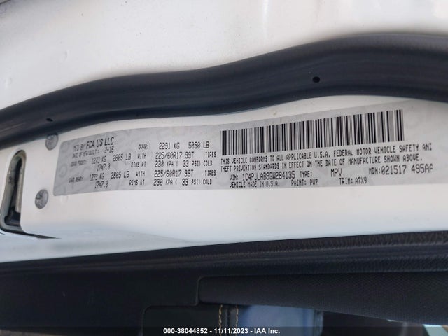 2016 JEEP CHEROKEE SPORT VIN: 1C4PJLAB9GW284135