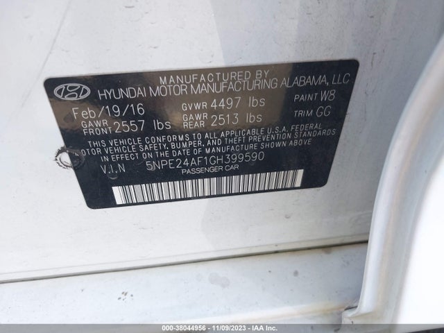 Hyundai SONATA SE 2016 5NPE24AF1GH399590 Image 9