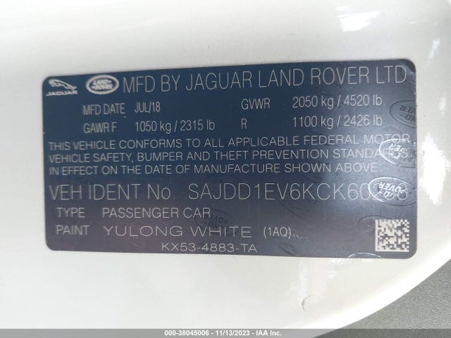 2019 JAGUAR F-TYPE SAJDD1EV6KCK60258 Photo 8