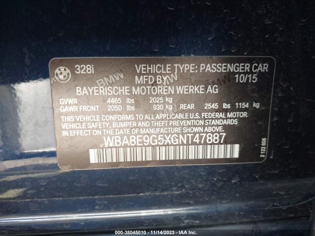 WBA8E9G5XGNT47887 BMW 328I