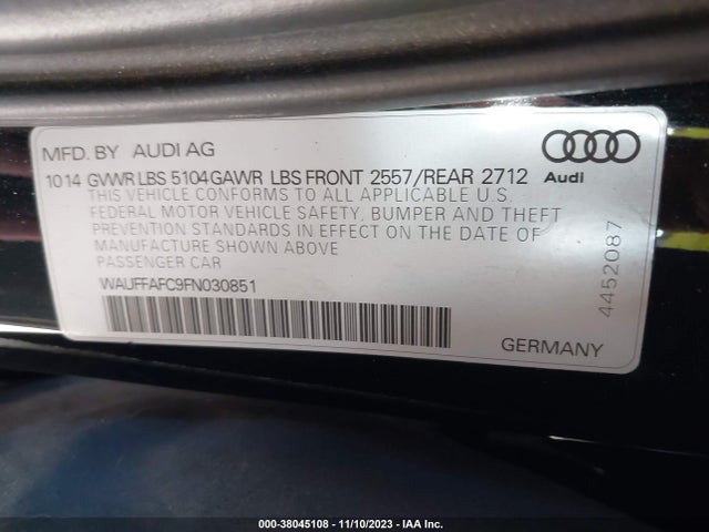 WAUFFAFC9FN030851 Audi A6 2.0t Premium