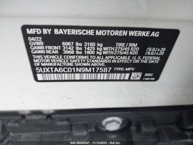 5UXTA6C01N9M17587 BMW X5 Xdrive45e