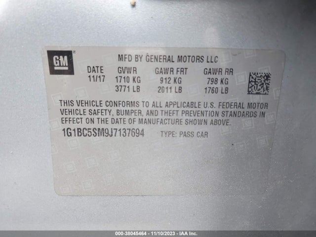 Chevrolet Cruze Ls Auto 2018 1G1BC5SM9J7137694 Image 9