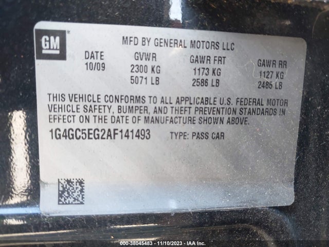 2010 BUICK LACROSSE CXL VIN: 1G4GC5EG2AF141493
