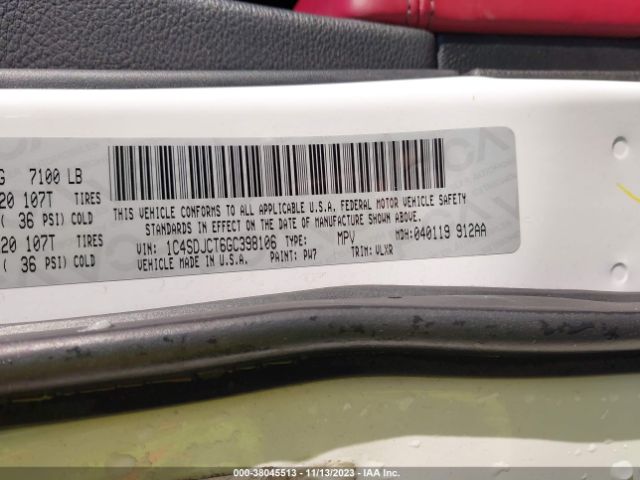 1C4SDJCT6GC398106 Dodge Durango R/t