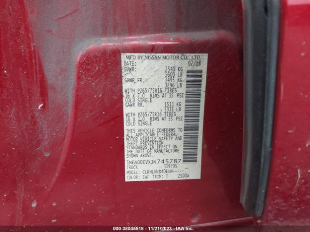 1N6AD0EVXJN745787 Nissan Frontier Pro-4x