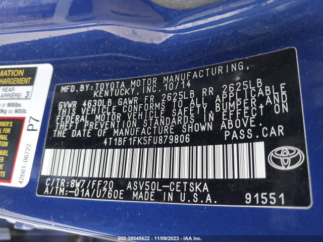Toyota CAMRY SE 2015 4T1BF1FK5FU879806 Image 9