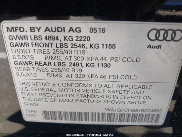 WA1GFCFS8GR024652 Audi Q3 2.0t Premium Plus