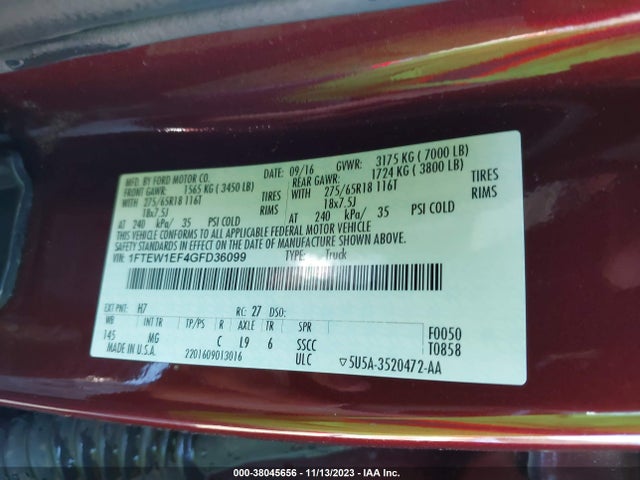 Ford F-150 Xlt 2016 1FTEW1EF4GFD36099 Image 9