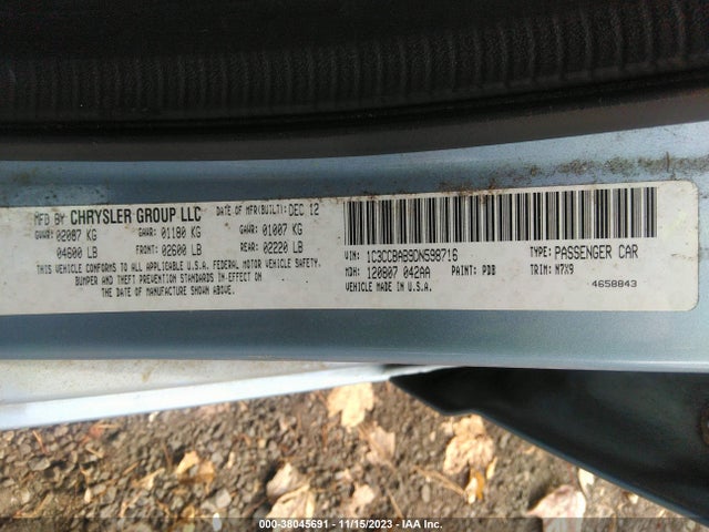 2013 CHRYSLER 200 LX VIN: 1C3CCBAB9DN598716