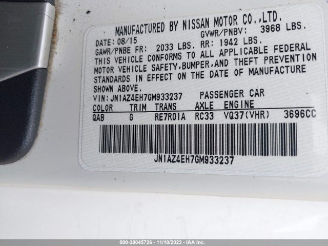 Nissan 370Z 2016 JN1AZ4EH7GM933237 Image 9