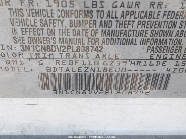 3N1CN8DV2PL808742 Nissan Versa 1.6 S Xtronic Cvt