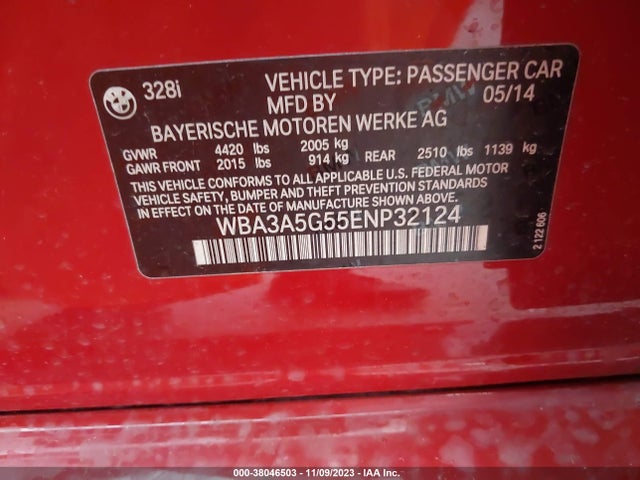 BMW 328I 2014 WBA3A5G55ENP32124 Image 9