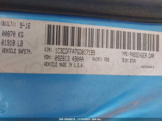 1C3CDFFA7GD817199 Dodge Dart Sxt Sport