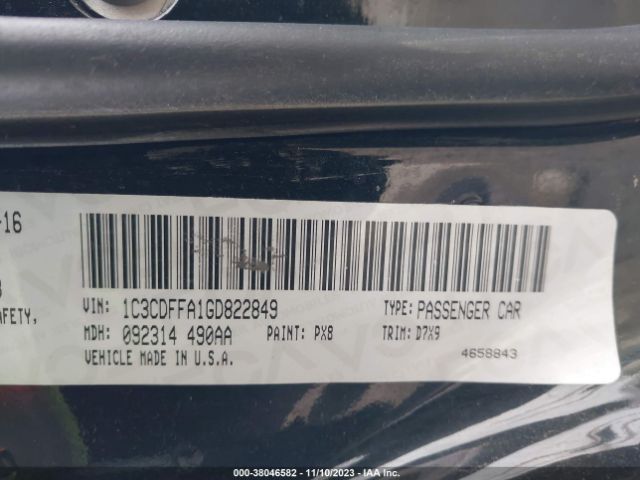 1C3CDFFA1GD822849 Dodge Dart Sxt Sport Blacktop