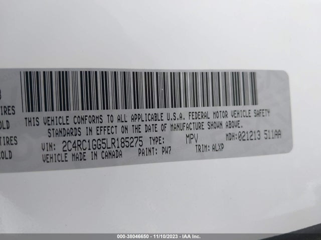 Chrysler Pacifica Limited 2020 2C4RC1GG5LR185275 Image 9