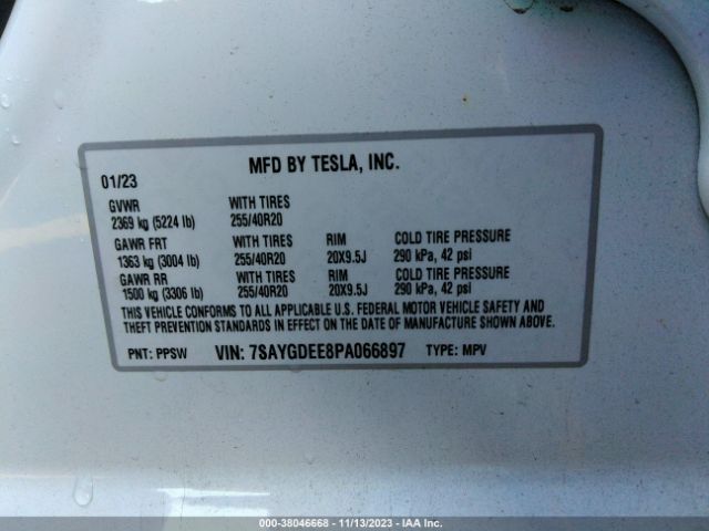7SAYGDEE8PA066897 Tesla Model Y