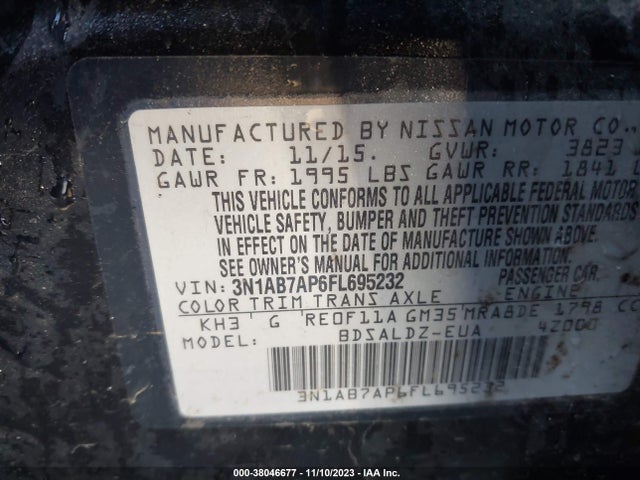 Nissan SENTRA SV 2015 3N1AB7AP6FL695232 Image 9