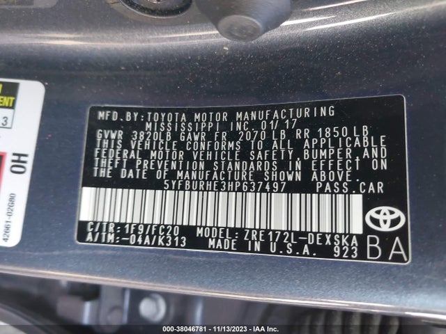 Toyota COROLLA SE 2017 5YFBURHE3HP637497 Image 28