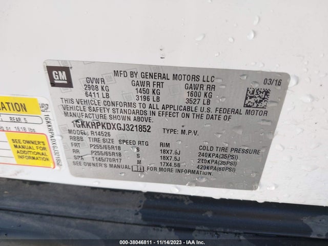 1GKKRPKDXGJ321852 GMC Acadia Sle-2