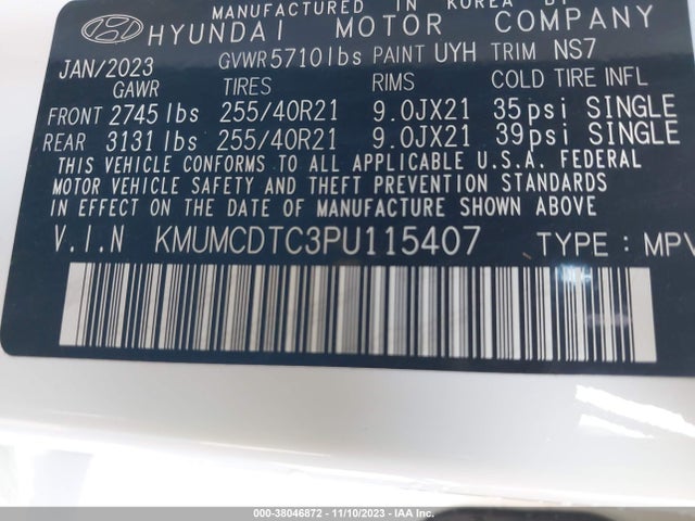 2023 GENESIS GV70 3.5T AWD SPORT VIN: KMUMCDTC3PU115407