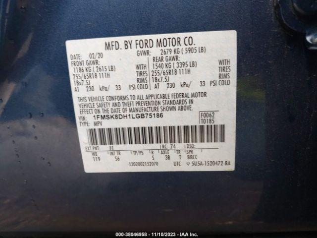 2020 FORD EXPLORER 1FMSK8DH1LGB75186 Photo 8