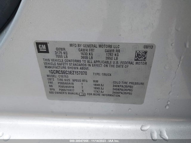 Chevrolet Silverado 1500 1lz 2014 1GCRCSEC3EZ157070 Image 9