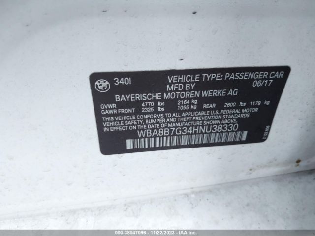 WBA8B7G34HNU38330 BMW 340i Xdrive