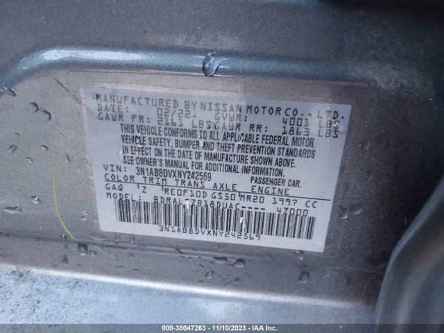 2022 NISSAN SENTRA SR XTRONIC CVT VIN: 3N1AB8DVXNY242569