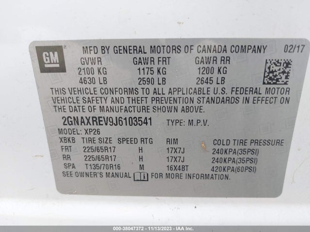 Chevrolet EQUINOX LS 2018 2GNAXREV9J6103541 Image 9