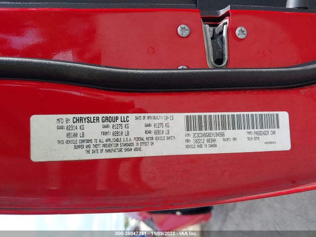 2014 DODGE CHARGER SE VIN: 2C3CDXBG8EH184566
