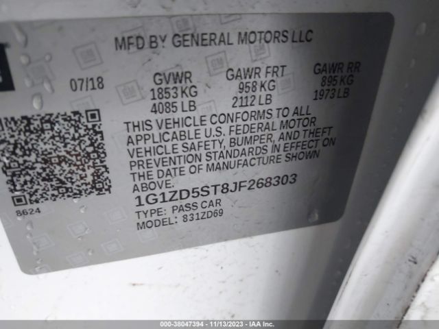 1G1ZD5ST8JF268303 Chevrolet MALIBU LT