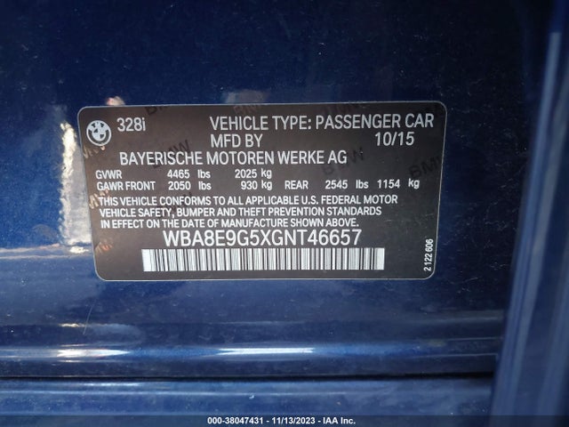 WBA8E9G5XGNT46657 BMW 328I