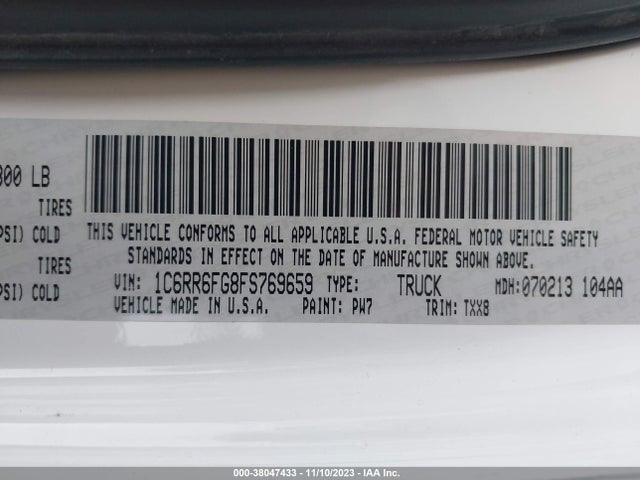 RAM 1500 Tradesman 2015 1C6RR6FG8FS769659 Image 9